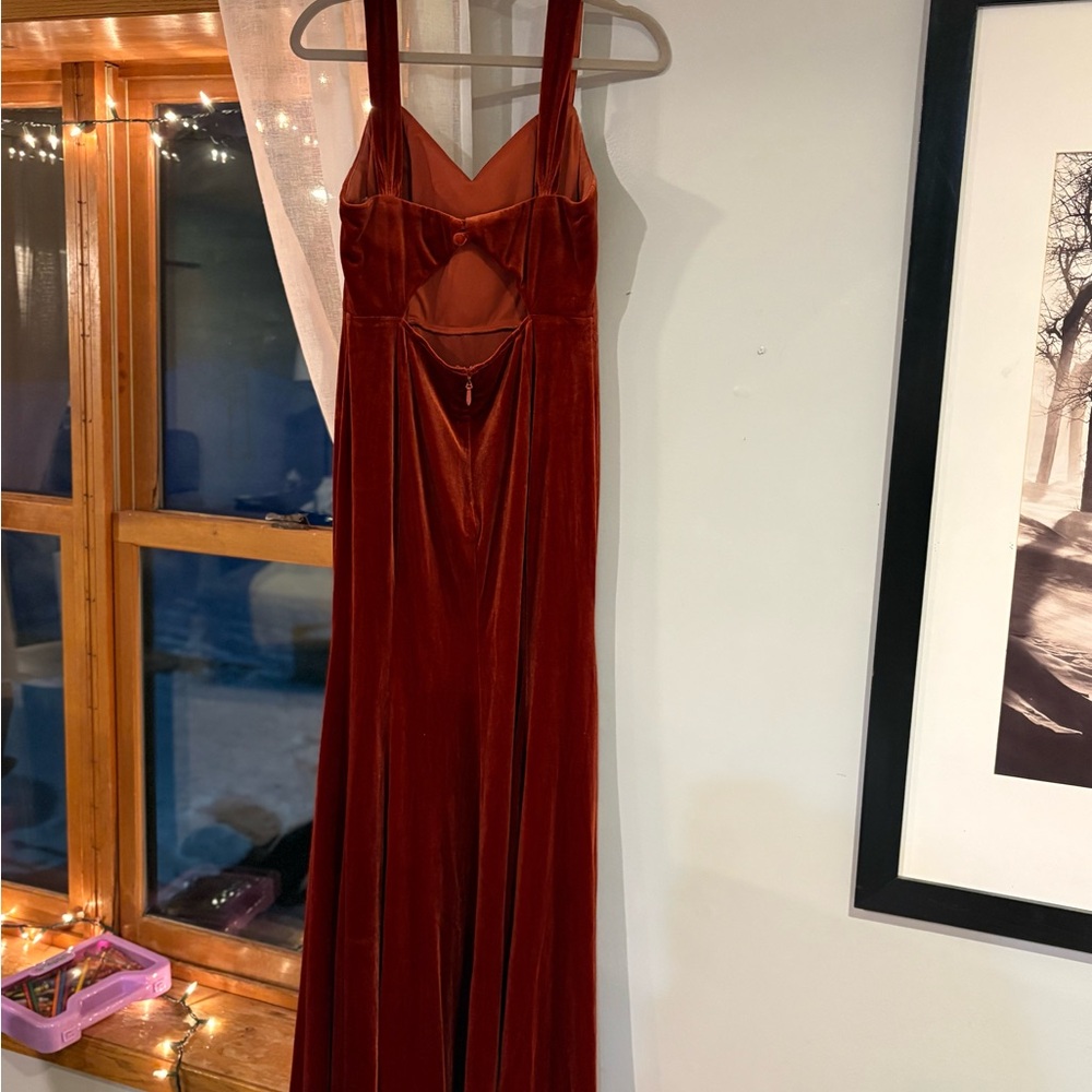 Azazie velvet terracotta Dress - Picture 3 of 9